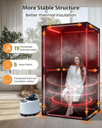 Infrared Sauna, Portable Steam Sauna Box with XL Steamer and Folding Chair, 5-Layer Waterproof and Thermal Insulation, for Home Spa, Detoxification, Relief Muscle Pain, Indoor & Outdoor(Dark Black)