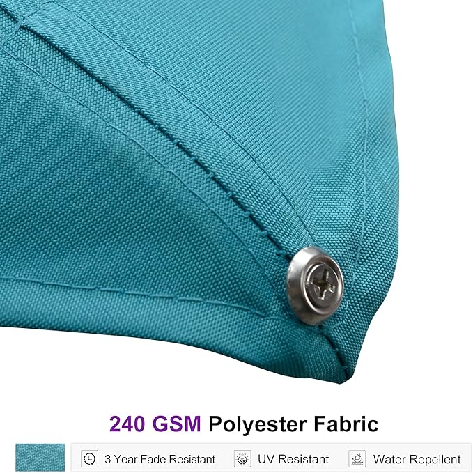 PURPLE LEAF 12 FT Square Patio Umbrella Large Outdoor Aluminum Offset Umbrella with 360-degree Rotation Cantilever Umbrella for Garden Deck Backyard Pool, Turquiose Blue