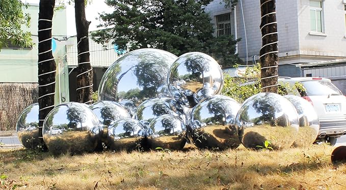 Generic Big Shiny Balls Giant Inflatable Mirror Balls for Events & Decor - Party, Advertising, Shows, Stage Decoration - Hanging & Standing-Various Sizes & Colors - Silver (1.0m/3.28ft)