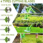 Cordless Weed Wacker, 21V Electric Grass Trimmer with 2 Battery and Charger 5 Types 26Pcs Blade 3 in 1 Weed Eater Lawn Edger Brush Cutter for Lawn Yard Garden