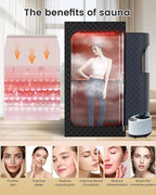 Infrared Sauna, Portable Steam Sauna Box with XL Steamer and Folding Chair, 5-Layer Waterproof and Thermal Insulation, for Home Spa, Detoxification, Relief Muscle Pain, Indoor & Outdoor(Dark Black)