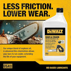 DEWALT – Biodegradable Bar & Chain Oil – Green, Eco-Friendly, Non-Toxic Professional Bar & Chainsaw Lubricant – Ultraclean All-Season Oil for Gas, Electric Saw, and Pole Saw, 32 oz (Case of 12)