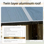 YOLENY 12' X 20' Hardtop Gazebo, Aluminum Composite Ventilation Double Roof Permanent Outdoor Pavilion Pergola Party Tent for Patio, Lawn, Garden, Poolside, Curtains and Netting Included