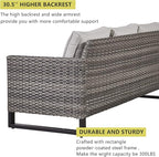 HUMMUH 7 Piece Patio Furniture with Fire Pit 30in 55,000 BTU,PE Wicker Outdoor Conversation Sets - Couch,Patio Swivel Chairs and Ottomans,Side Table for Porch,Garden,Backyard