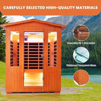 Outdoor Sauna 4 Person Infrared Saunas Outdoor Dry Sauna Room Wood Wooden Sauna Canadian Fir Red Cedar Low EMF 2600W/240V with Oxygen Bar, 7 Color Light, Control Panel, Speaker - 62.2" x 46.9" x 81.9"