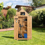 Wooden Outdoor Storage Shed with Double Doors,70” Tall Waterproof Storage Shed with Lock,Sheds & Outdoor Storage with Windproof Tipping for Deck,Backyard Garden and Yard