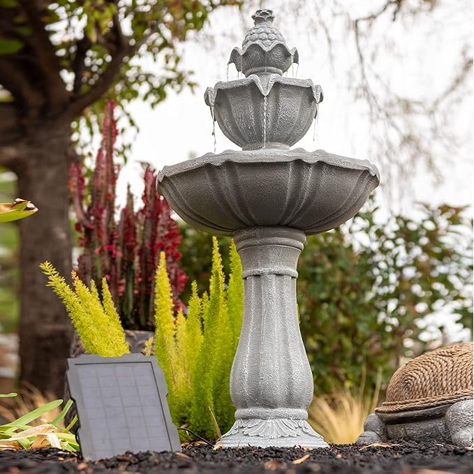 XBrand 36.2" 2-Tier Outdoor Freestanding Solar Water Fountain - Classic Design