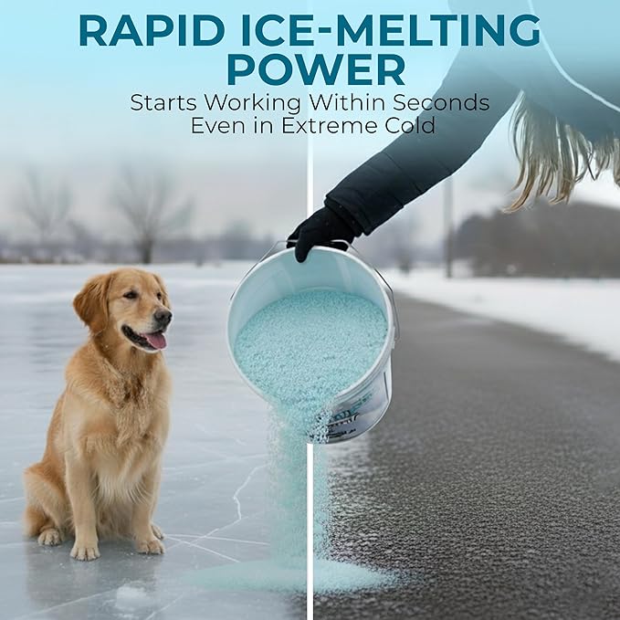 Ice Melt for Snow Pet Friendly - Fast Acting Magnesium Chloride Ice Melt Salt, Snow Salt 30lb Bucket with Scoop