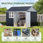 8x10 FT Outdoor Metal Storage Shed, Single Door, 1 Clear Window, Tool Shed for Garden, Patio, Backyard Nightblue