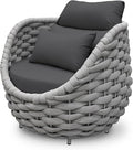 Deck Furniture Accent Chair: Patio Single Armchair Aluminum - Outdoor Woven Rope Armchair Cushioned - Modern Lounge Chair Assembled - All Weather 400lbs for Porch Lanai Balcony Yard Garden Hotel