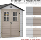 DWVO 6x4.4 FT Outdoor Storage Shed, Plastic Garden Tool Shed with 2 Windows, Double-Wall Outside Shed for Lawn Mower, Garden Tool for Backyard, Patio, Lawn, Lockable, Greige&Gray
