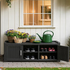 ROJIK Shoe Cabinet Waterproof UV-Resistant,Storage Bench Indoor Outdoor with Adjustable Shelves,for Entryway Bedroom,Hallway,Living Room(3 Door,Black)