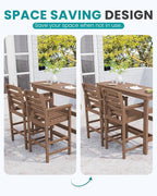 SERWALL Outdoor Bar Table and Chairs Set of 2, HDPE Outdoor Furniture for Outside, Poolside, Backyard, Garden, Brown
