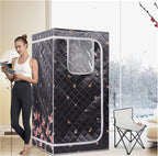 Smartmak Portable Far Infrared Sauna, Full Size Indoor Sauna Tent, Personal Infrared Sauna Spa for Home, with Heated Footpad and Reinforced Chair (Gray, 33.88" x 33.88" x 66.59")