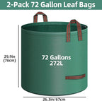 2-Pack 72 Gallons Leaf Bags, Reusable Yard Waste Bags, Heavy Duty Upright Lawn Bags with 4 Handles for Garden Leaves and Waste Collection, Lightweight Portable Yard Trash Bag