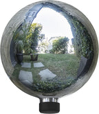 Alpine Corporation 10" Diameter Indoor/Outdoor Glass Gazing Globe Yard Decoration, Silver