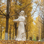 Garden Nymph Girl Maid Statue 40'' Super High Woman Garden Statue with Holding Birdbath Bird Bath Bowl Outdoor Patio Yard Lawn Decor