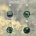 Stained Glass Window Hanging 4 Pcs Set Green Forest Night Sky Wildlife 6.3" - Suncatcher Door Garden Sun Catcher Decor Birthday for Mom Woman Nana Men Friend