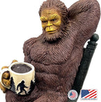 Bella Haus Bigfoot Garden Statue | Sasquatch Enjoying Morning Coffee | Whimsical Bigfoot Cabin Décor for Yard Patio Office or Home | Mythical Coffee-Loving Sasquatch Figurine | Hand-Painted Resin