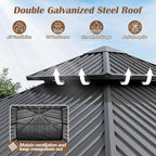 8.5 x 8.5FT Wood Gazebo,Outdoor Wooden Hardtop Gazebo with Galvanized Steel Doule Roof,Cedar Wood Frame Gazebos with Netting &Curtains for Backyard Deck