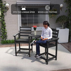 OTSUN Tall Adirondack Chairs Set of 2 with Connecting Tray, 24 inches HDPE Bar Height Outdoor Chairs, All Weather Resistant for Balcony, Porch, Kitchen (2 PCS, Black)