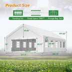 20x32 FT Heavy Duty Party Tent, White Outdoor Canopy with Removable Sidewalls & 3 Storage Bags, Waterproof Gazebo for Wedding, Camping, BBQ, and Commercial Events