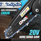 DNA MOTORING Mini Chainsaw, 6 Inch Electric Chainsaw Cordless Handheld Chainsaw with 2 20V 2000mAh Batteries, Small Chainsaw Electric Saw for Tree Trimming, Wood Cutting, Blue, TOOLS-00727-BL