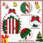 Haooryx 22Pcs Christmas Magic Wooden Miniature Fairy Doors Accessories, Christmas Elf Magic Door for Wall Fairies Magical Door Decoration Christmas Party Outdoor Xmas Decor (Bow Tie)