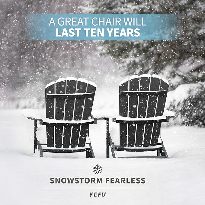 YEFU Adirondack Chair Plastic Weather Resistant, Patio Chairs 5 Steps Easy Installation, Looks Exactly Like Real Wood, Widely Used in Outdoor, Fire Pit, Outside, Garden, Campfire Chairs (Dark Grey)
