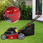 Lefitap Self Propelled Gas Lawn Mower, 141cc 4-Stroke Gas Engine Weed Eater with 20" Blade, Walk-Behind Cordless Push Lawn Mowers Tractors with 50L Grass Tank, 2850RPM Red