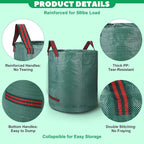 Reusable Yard Waste & Lawn and Leaf Bags with Gloves Pack - 72 & 32 Gallon Heavy Duty Lawn Trash Bags, Multi-Purpose: Garden Debris, Leaf Collection & Tool Storage, Collapsible for Easy Storage