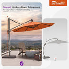 PURPLE LEAF 10FT Cantilever Patio Umbrella with 360-degree Rotation Aluminum Round Outdoor Offset Hanging Umbrella for Patio Pool, Burnt Orange