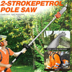 6 in 1 52cc Brush Weed Cutter Petrol Hedge Trimmer Grass Pruner Chainsaw Trimmer with Four Mowing Heads for Gardening Care