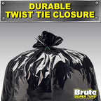 Heavy Duty Contractor Bags, Extra Large Trash Bags, Twist Tie Closure, Black, 55 Gallon, 15 Count