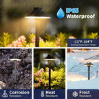 Gardenreet Brass Landscape Path Lights - 12V Low Voltage Pathway Light IP65 Waterproof, Outdoor Walkway Lighting Wired, Hat Black for Patio Lawn with 3W 4000K Neutral White G4 Bulb (10 Pack)