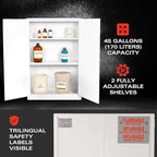 FireKing Platinum Flammable Safety Cabinet, Lab Chemicals Flammable Storage Cabinet, 45 Gallon Steel Safety Cabinets with Manual Door for Commercial, Industrial & Home Use, 43" x 18" x 65"