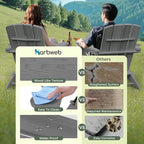 Folding Adirondack Chair Wood Texture 6 Pack, HDPE All-Weather Fire Pit Chairs, Plastic Adirondack Chairs with 2 Cup Holder, Outdoor Lawn Chair for Patio Garden (Grey)