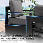 Outdoor Patio Furniture Set, 4-Piece Aluminum Patio Conversation Set All-Weather Metal Outdoor Sectional with 6 Inch Thick Cushions, Deep Setting for Garden, Outside and Porch