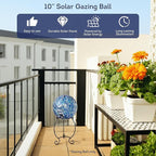 Lily's Home Gazing Ball - 10" Glass Globe with Solar Powered Lights - Outdoor Solar Lights for Yard & Patio - Garden Decor - Automatic On/Off Photosensitive Switch - Battery Included