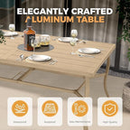 HAPPATIO Aluminum 9 Piece Patio Dining Sets, Outdoor Dining Set for 8, Patio Furniture Sets, 2 Swivel Dining Chairs, 6 Dining Chairs, Aluminum Furniture Set for Patio, Yard (Beige)