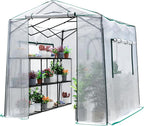 Joyside 8 x 6 FT Outdoor Pop up Greenhouse with Adjutable Reinforced Frame, Durable PE Cover and Mesh Windows, Portable Greenhouse for All Seasons, Easy Set Up (White, 8 x 6 FT)
