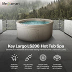 LifeSmart 4-Person Hot Tub, Outdoor Spa with Cover and LED Lights, Circular, Beige - Above-Ground Spa Machine with Accessories for Home and Personal Relaxation