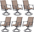 Soohow Swivel Outdoor Dining Chairs Set of 6, Patio Swivel Dining Chair with Textilene Fabric, Outdoor Metal Armchair All Weather Resistant, Ergonomic Comfort, Perfect for Patio, Backyard, Balcony