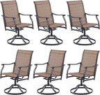 Soohow Swivel Outdoor Dining Chairs Set of 6, Patio Swivel Dining Chair with Textilene Fabric, Outdoor Metal Armchair All Weather Resistant, Ergonomic Comfort, Perfect for Patio, Backyard, Balcony