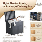 33 Gallon Deck Box Set of 2, Small Outdoor Storage Box Waterproof, Lockable Secure Package Bin Delivery Box for Outside, Patio Cushions Storage Box, Delivery Driver Snack Box for Porch, Grey