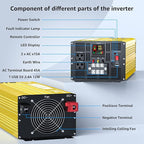 XWJNE 5000W Pure Sine Wave Power Inverter 24V DC to 120V AC Converter with LED Display and Remote Controller for Home, RV, Truck, Off-Grid Solar Power