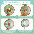 Cardinal Wind Spinner Crystal Tail, Marzovitra 10 inch 3D Stainless Steel Hanging Wind Spinner Metal Wind Catchers Kinetic Sculpture for Indoor,Outdoor Garden Decor,Yard Art