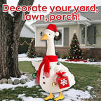 Christmas Snowman Porch Goose Outfits for Large 23" High Cement or Plastic Goose Statue, Yard Goose Cloths with Christmas Hat and Snowflake Gift Box Decor for Outdoor Lawn Gaden Patio