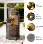 38.2" Tall Outdoor Water Fountain,Stone Texture Modern 4 Tiers Cascading Bowls Garden Fountains Outdoor,Suit for Patio, Deck, Porch, Lawns, Backyard and Home Art Decor