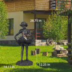 Outdoor Garden Statues - Bird Bath & Feeder Combo - Standing Angel Fairy Statues, 14.25*12.25*28.75 Inch